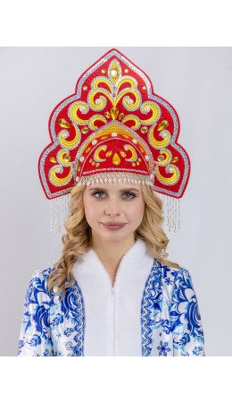 Кокошник Русская Красавица Красный