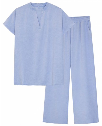 Комплект женский (джемпер кор.рукав+брюки) Нежно-голубой