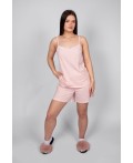 Пижама женская (майка+шорты) пыльно-розовая полоска на нежно-розовом