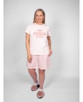 Пижама женская (футболка+шорты) пыльно-розовый/полоска на нежно-розовом