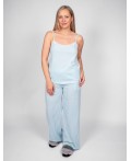 Пижама женская (майка+брюки) пыльно-голубая полоска на нежно-голубом