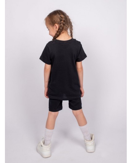 Комплект для девочки (джемпер кор.рукав+шорты) черный