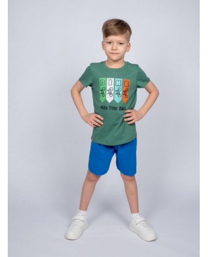 Комплект для мальчика (джемпер кор.рукав+шорты) зеленый
