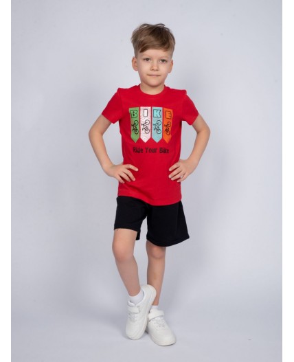 Комплект для мальчика (джемпер кор.рукав+шорты) Красный