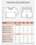 Пижама для девочки (футболка+шорты) пыльная роза/сердца на синем