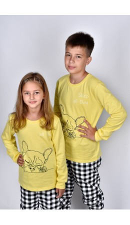 Пижама детская (джемпер+брюки) желтый/черная клетка