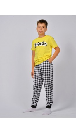 Пижама для мальчика желтый/черная клетка
