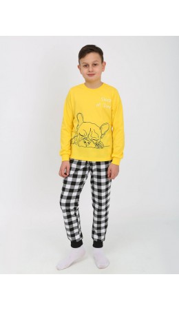 Пижама детская желтый/черная клетка
