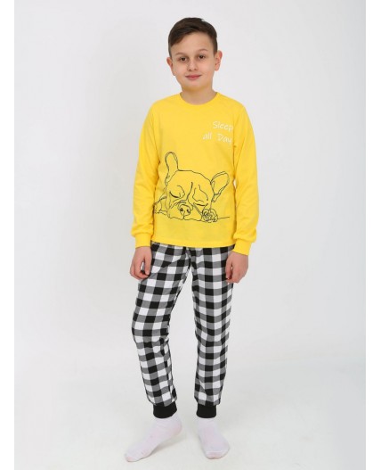 Пижама детская желтый/черная клетка