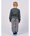 Пижама для мальчика т.серый меланж/черная клетка
