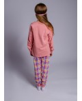 Пижама для девочки пыльная роза/розовая клетка