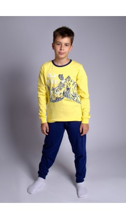 Пижама для мальчика желтый/т.синий