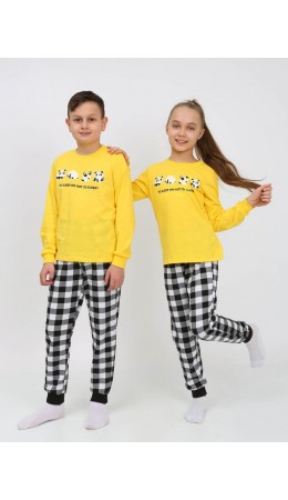 Пижама детская (джемпер, брюки) желтый/черная клетка