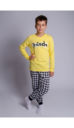 Пижама для мальчика желтый/черная клетка