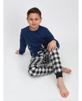 Пижама для мальчика т.синий/черная клетка