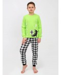 Пижама для мальчика салатовый/черная клетка