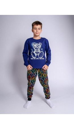 Пижама для мальчика т.синий/цветные буквы