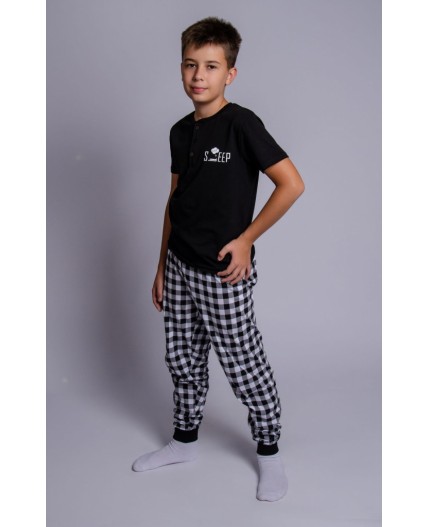 Пижама для мальчика черный/черная клетка