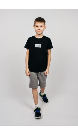 Комплект для мальчика (футболка+шорты) черный/серый