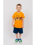 Комплект для мальчика (футболка+шорты) оранжевый/т.синий