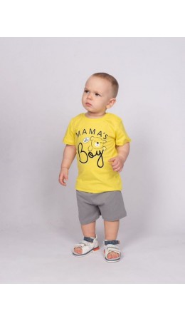 Комплект для мальчика (футболка+шорты) желтый/серый