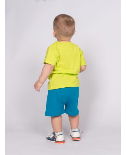 Комплект для мальчика (футболка+шорты) салатовый/морской