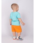 Комплект для мальчика (футболка+шорты) яр.бирюзовый/оранжевый