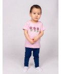 Комплект для девочки (футболка+лосины) нежно-розовый/т.синий