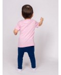 Комплект для девочки (футболка+лосины) нежно-розовый/т.синий