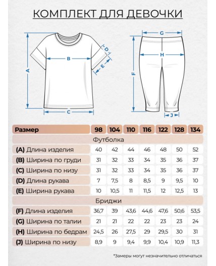 Комплект для девочки (футболка+бриджи) ментол/малиновый