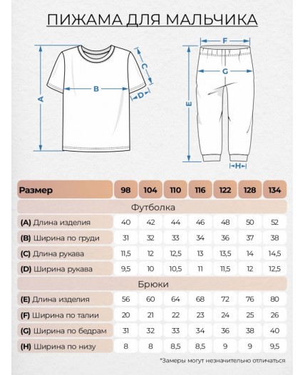 Пижама для мальчика (футболка+брюки) бирюзовый/серая клетка