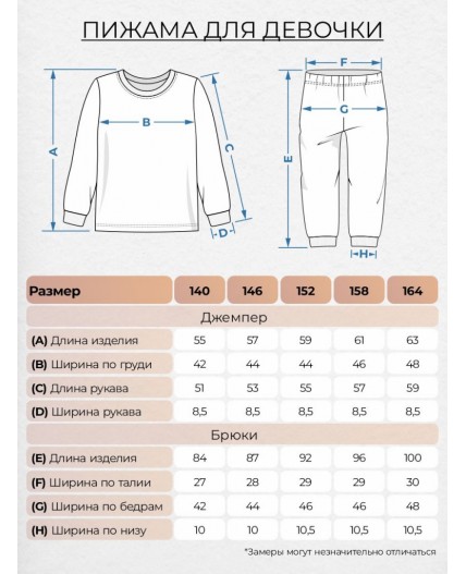 Пижама для девочки (джемпер+брюки) лиловый/мятный