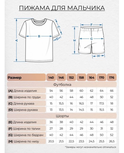 Пижама для мальчика (футболка+шорты) Бирюзовый