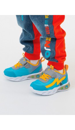 Кроссовки для мальчиков голубой,жёлтый,серый