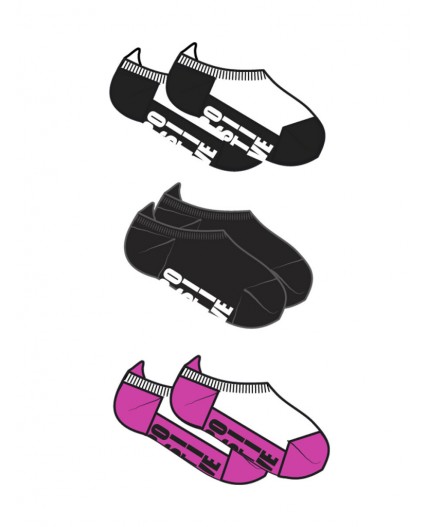 Носки трикотажные для девочек, 3 пары в комплекте черный,белый,фуксия