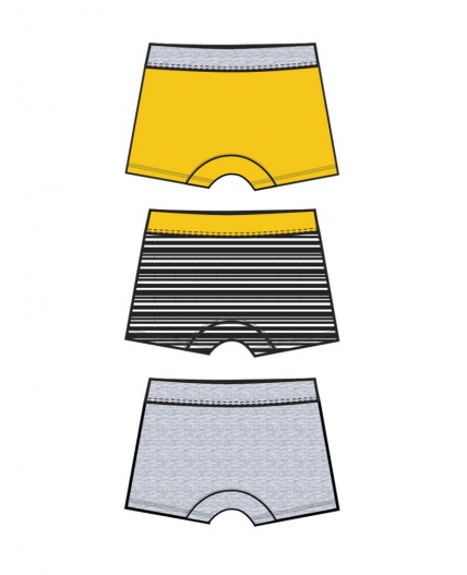 Трусы трикотажные для мальчиков - боксеры, 3 шт в комплекте жёлтый,светло-серый,разноцветный