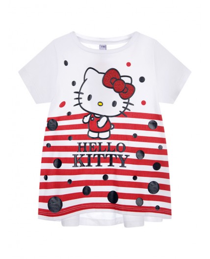 Комплект c принтом Hello Kitty: футболка, леггинсы для девочки белый,красный