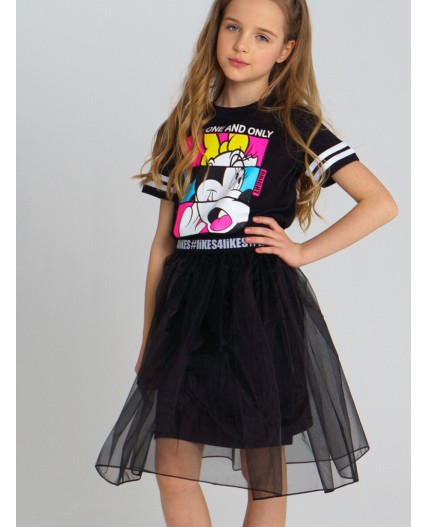 Платье трикотажное для девочки черный