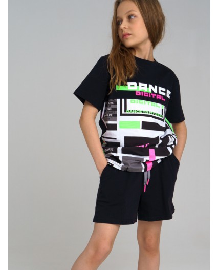 Комплект для девочки: футболка, шорты черный