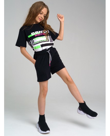 Комплект для девочки: футболка, шорты черный