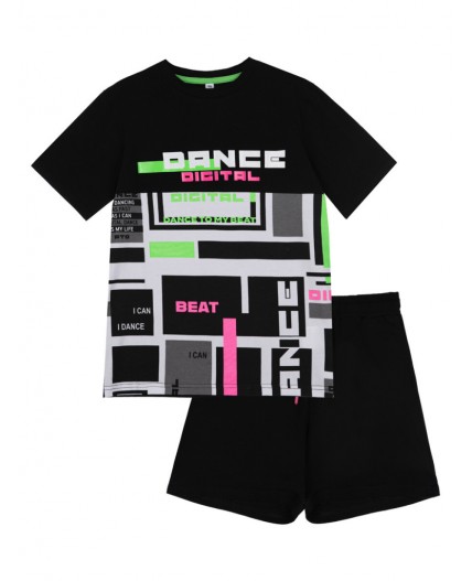 Комплект для девочки: футболка, шорты черный