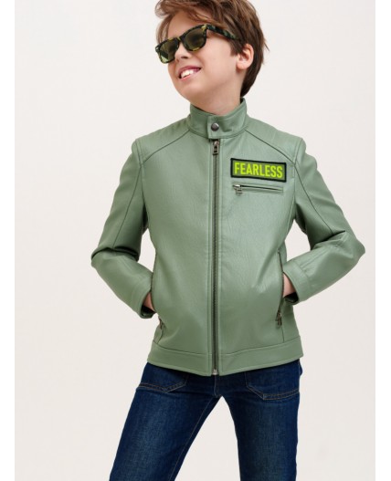 Куртка кожаная для мальчиков хаки