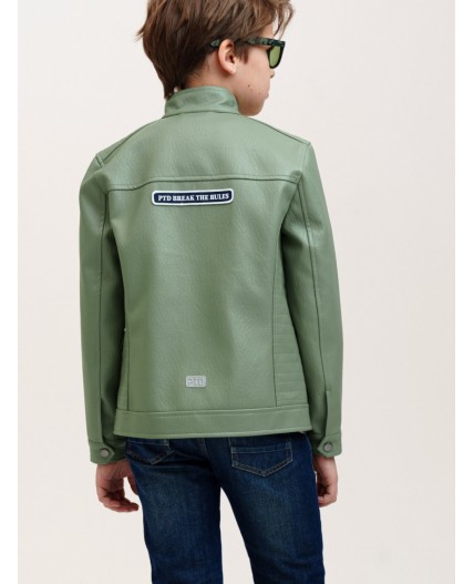 Куртка кожаная для мальчиков хаки