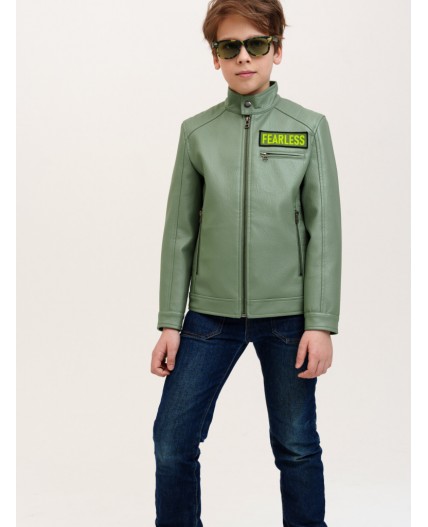 Куртка кожаная для мальчиков хаки