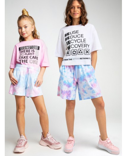 Шорты трикотажные для девочки, 2 шт. в комплекте розовый,разноцветный