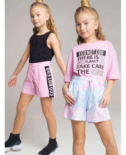 Шорты трикотажные для девочки, 2 шт. в комплекте розовый,разноцветный