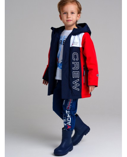 Куртка текстильная с полиуретановым покрытием для мальчиков (ветровка) тёмно-синий,белый,красный