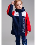 Куртка текстильная с полиуретановым покрытием для мальчиков (ветровка) тёмно-синий,белый,красный