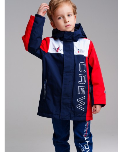 Куртка текстильная с полиуретановым покрытием для мальчиков (ветровка) тёмно-синий,белый,красный