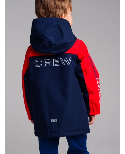 Куртка текстильная с полиуретановым покрытием для мальчиков (ветровка) тёмно-синий,белый,красный